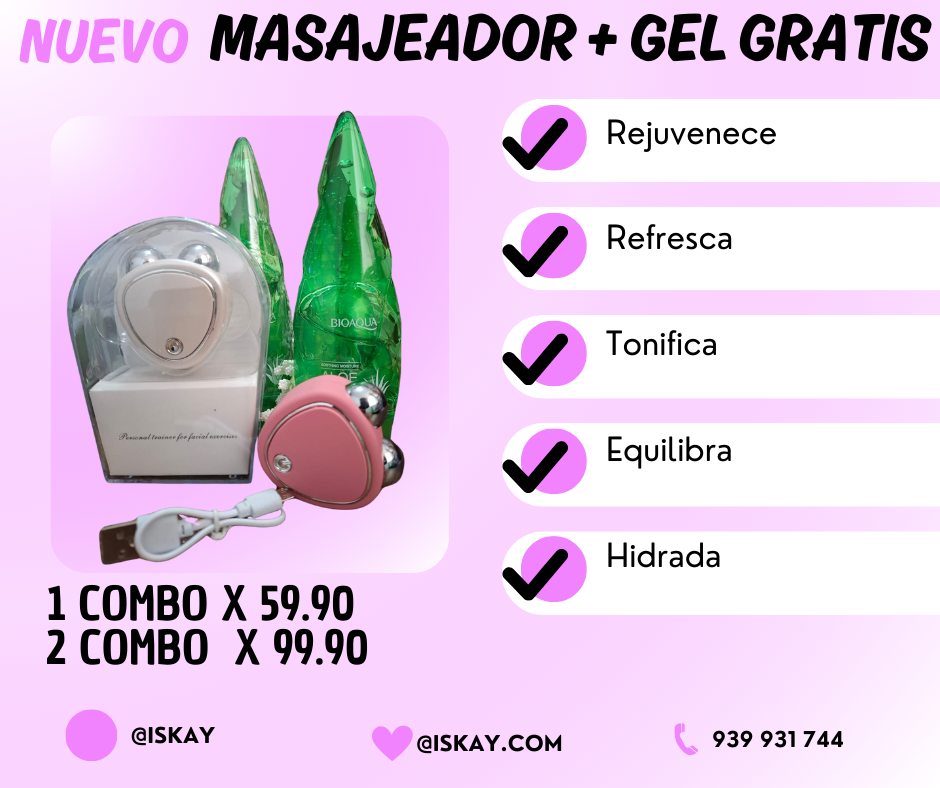 Masajeador Facial Microcorriente + Gel de GRATIS