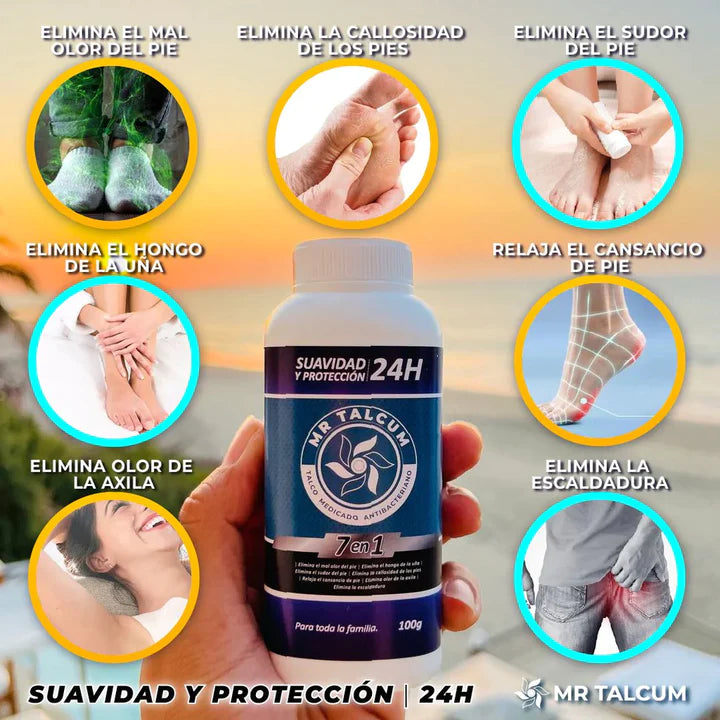 ⭐Talco Medicado 7 en 1🌿 Anti: hongos, sudor, mal olor, callosidad, olor axilar, escaldadura 100g🧴