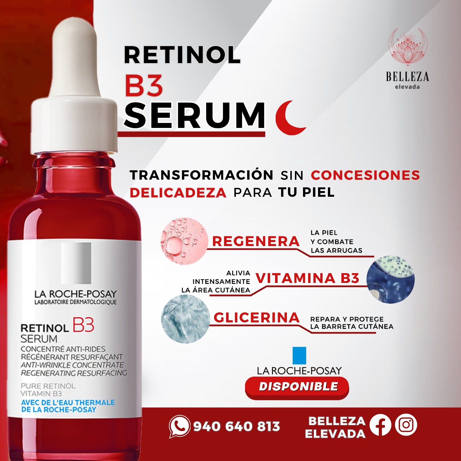 Sérum Retinol B3 concentrado antiarrugas, reparador y regenerador incluso para pieles sensibles La Roche-Posay